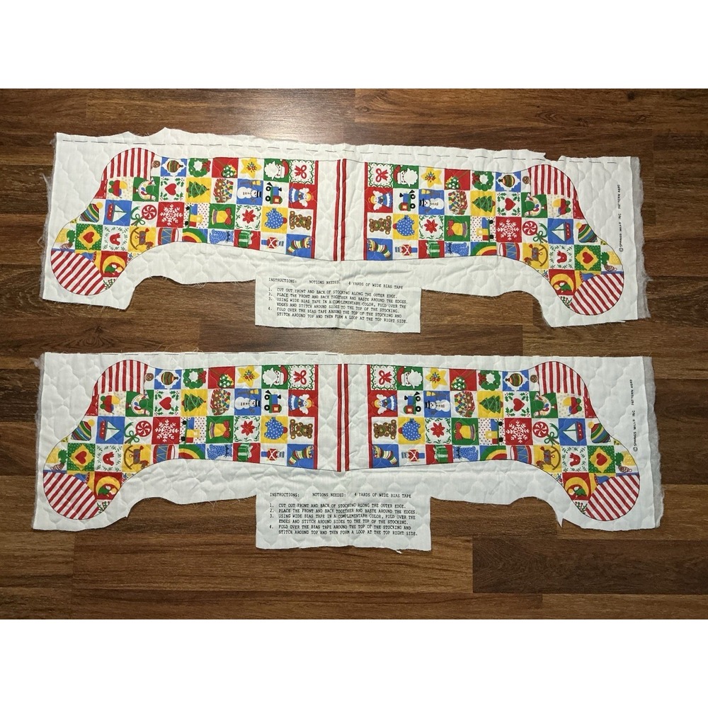 Set Of 2 Spring Mills #4683 Christmas Stockings Cut & Sew PreQuilted Fabric